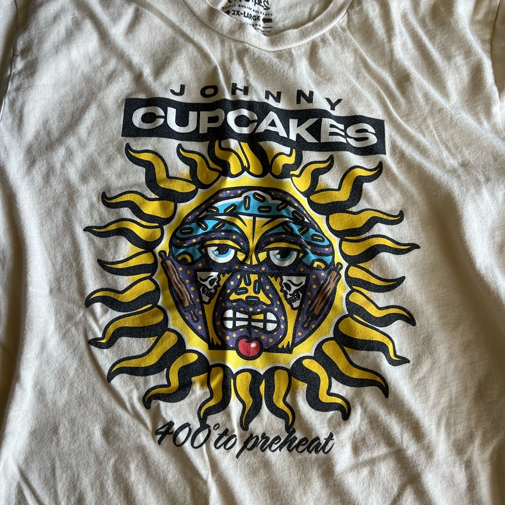 Johnny Cupcakes White Tee with Black Graphic